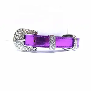 Da PU Lạ Mắt Khóa Rhinestone Thư Chó Mèo Cổ Áo