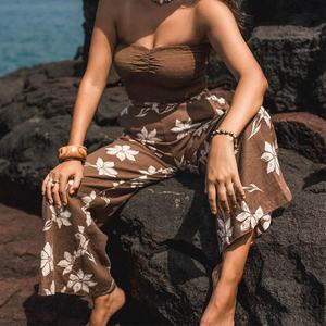 Pantalons larges à imprimé hawaïen de haute qualité, taille élastique, combinaison, fabricant, pantalon 100% lin personnalisé - Product Image 2