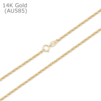 Chaîne en or massif 14 carats (AU585) de 1,5 mm pour la fabrication de bijoux, chaîne en or jaune en gros pour femmes