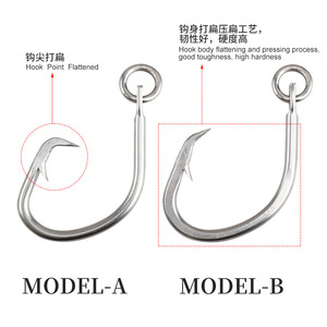 Hameçons circulaires pour gros gibier, en acier inoxydable, pour thon, avec anneau, hameçons circulaires pour thon avec anneau, robustes, de qualité commerciale - Product Image 2