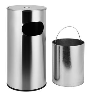 Poubelle Commerciale en Acier Inoxydable 30L, <span class=keywords><strong>Cendrier</strong></span> <span class=keywords><strong>Extérieur</strong></span> à Large Bouche avec Seau Intérieur pour Salle de Sport, École et Bureau - Product Image 2