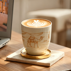 Tasses à café et à thé en porcelaine de style moyen-oriental 2025, <span class=keywords><strong>sous</strong></span> glaçure, couleur camel, cactus, sable, œuvre d'art en céramique, <span class=keywords><strong>tasse</strong></span> à expresso - Product Image 5
