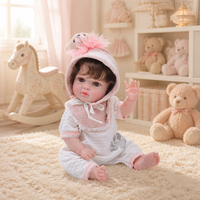 Poupée Reborn de 20 pouces entièrement en vinyle, bonnet à carreaux roses, empreinte de patte d'ours en peluche, poupée nouveau-né pour jeu d'imitation