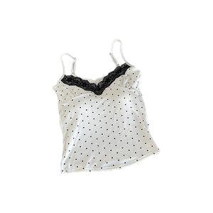 Sexy ragazza senza maniche imbottito con bretelle a pois piccole con Base Trendy Top gilet estivo con bottone in pizzo - Product Image 5