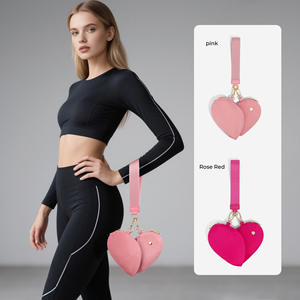 Sac à main de luxe pour femme LU LU Fashion, mini porte-monnaie en forme de cœur avec double fermeture éclair, pochette à poignet, fermeture éclair métallique, porte-clés portable - Product Image 1