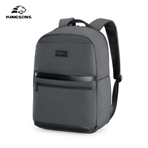 Kingsons Men's Business Backpack Gray And Black Anti-Theft Laptop Bag For Travel With Shoulder Straps Solid Color Splicing - Product Image 4