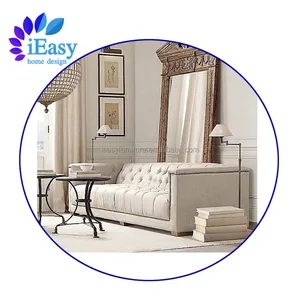 IEasy Foshan, оптовая продажа, конкурентоспособная цена, американский уникальный дизайн, мягкая серая ткань, Стеганный диван, диван для гостиной, секционные диваны