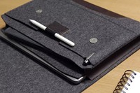 Housse d'ordinateur portable en feutre légère avec logo personnalisé, sac de transport, étui de protection pour tablette, pochette pour documents A4 avec bouton pression