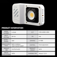 Lampe de poche portable ZSYB ZG40, haute fidélité des couleurs (CRI), intensité réglable, éclairage photographique portable, éclairage LED COB pour l'extérieur