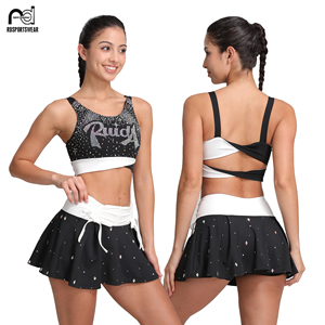 Vêtements d'entraînement de cheerleading pour filles en gros, soutien-gorge et shorts de cheerleading personnalisés, vêtements d'entraînement de danse par sublimation - Product Image 3
