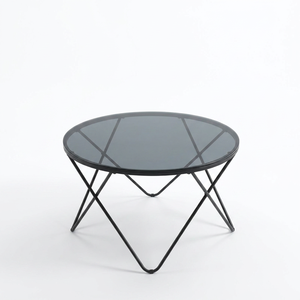 AK Brass Attractive Metal Coffee Table <b>Black</b> Finished <b>Frame</b> With Top Round Glass Traditional Furniture For Hotel Room Furniture - Product Image 4