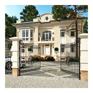 Porte coulissante <span class=keywords><strong>en</strong></span> <span class=keywords><strong>fer</strong></span> <span class=keywords><strong>forgé</strong></span> pour entrée principale, design moderne avec quincaillerie et serrure <span class=keywords><strong>en</strong></span> acier inoxydable - Product Image 3