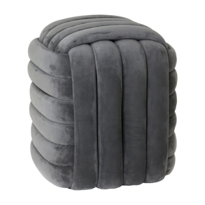 Pouf imbottito grigio, sgabello da camera, poggiapiedi, seduta confortevole - Product Image 2