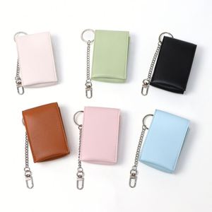 Pu Leather With Mirror Keychain Portable Cosmetic Pouch Lip Balm Case Lipstick Holder Beauty Accessory for Women - Product Image 4