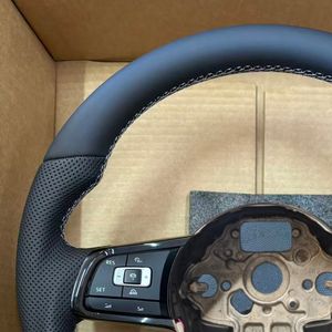 Volante de Cuero Línea <span class=keywords><strong>R</strong></span> para <span class=keywords><strong>Volkswagen</strong></span> VW Golf 6 Golf 7 7.5 MK 6 7 7.5 GTI GTD GTE <span class=keywords><strong>R</strong></span> <span class=keywords><strong>Polo</strong></span> Passat Tiguan Passat Scirocco - Product Image 5