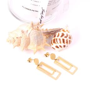 High Quality Gold Plated Double Circle Dual-use Drop Earrings Stainless Steel Wedding Party Cheap Fashion <b>Jewelry</b> for <b>Women</b> - Product Image 2