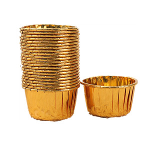 Gold Baking Cups Medium Size Heat Resistant <strong>Cake</strong> Paper Cups 50 Pieces - Product Image 1