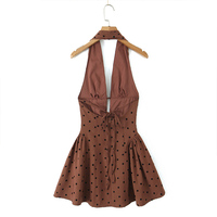 ZATRHMBM printemps femmes 2025 nouvelle mode à pois Mini robe rétro licou col sans manches à la mode femme robe