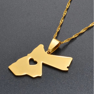 Ispirato <span class=keywords><strong>Jordan</strong></span> mappa cuore collana ciondolo moda classico in acciaio inox gioielli impermeabili gioielli a buon mercato all'ingrosso - Product Image 3