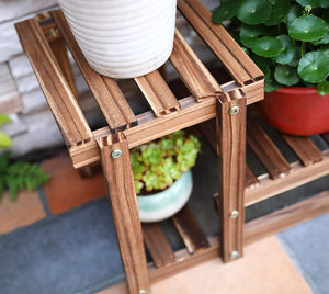 Étagères de présentation multifonctionnelles à 6 niveaux, écologiques, durables, pour l'extérieur et l'intérieur, support à fleurs, <span class=keywords><strong>escalier</strong></span>, jardin, maison, support à plantes en bois - Product Image 5