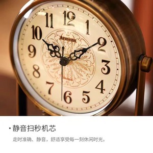 European Retro Table <b>Clock</b> Circular <b>Battery</b> Operated Hourly Chiming Living Room Bedroom Desktop Decor - Product Image 3