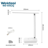 Lampe de table LED rechargeable, pliable, lampe de lecture de bureau, lampe de lecture rechargeable par USB