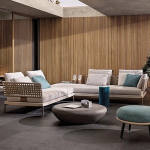 Set Divano <span class=keywords><strong>da</strong></span> Esterno in Rattan Sintetico - Design Moderno e Minimalista per Cortile, Balcone, Terrazza e Veranda con Cuscini - Product Image 3
