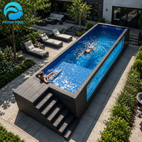 Piscine Spa Moderne 20ft 40ft Grande Capacité avec Jacuzzi, Carreaux Mosaïque Composites Durables, Conteneur en Fibre de Verre Hors Sol