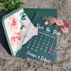 Suite d'Invitations de Mariage en Acrylique Transparent Rose Poudré Floral Rustique avec Enveloppe, Save the Date, Simple, Élégant, Moderne, Invitation de Mariage - Product Image 2