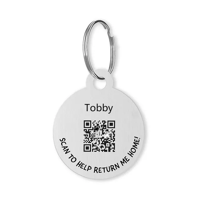 Custom Hanging Type Round White Acrylic Pet ID Tag Red Acrylic Dog Name Tag For Shop