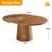 Table à manger ovale Tribesigns pour 6 personnes, table à manger en bois de style farmhouse de 55,11 pouces, table de cuisine rustique avec plateau en bois