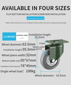 YTOP 2,5-Zoll-Hochleistungs-Lenkräder Industrielle Gummi wagen räder mit drehbarer Verriegelung bremse Werkbank Project <span class=keywords><strong>Caster</strong></span> Wheels - Product Image 4