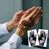 Autocollants de tatouage au henné temporaires peints à la main, style européen-américain transfrontalier, motif treillis indien sexy, en papier, pour la peinture faciale