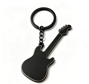Porte-clés en métal en forme de guitare, porte-clés en émail en forme de guitare électrique, noir, rouge, or, cadeau promotionnel, accessoire - Product Image 4