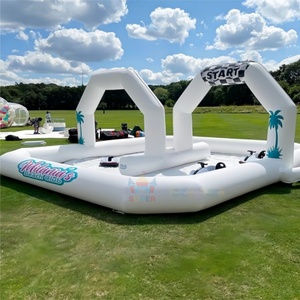 SUPER CASTLE Pista <span class=keywords><strong>de</strong></span> Carreras Inflable Blanca <span class=keywords><strong>para</strong></span> Autos <span class=keywords><strong>de</strong></span> Choque y Go Karts <span class=keywords><strong>de</strong></span> 3x3m/4x4m/5x5m con Bomba <span class=keywords><strong>de</strong></span> Aire <span class=keywords><strong>para</strong></span> <span class=keywords><strong>Alquiler</strong></span> - Product Image 1