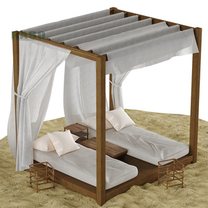 Lit <span class=keywords><strong>de</strong></span> repos <span class=keywords><strong>de</strong></span> luxe moderne en teck pour piscine extérieure avec auvent, pour patio et <span class=keywords><strong>jardin</strong></span> - Product Image 4
