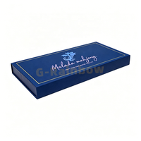 Boîte d'emballage en carton rigide bleu OEM pour Mahjong, logo personnalisé, deux compartiments, coffret cadeau pour jeu de Mahjong avec logo