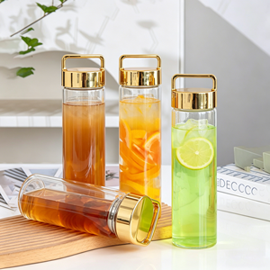 Bouteille d'eau en verre borosilicate de qualité alimentaire supérieure, 20 oz et 27 oz, avec couvercle métallique, pour adultes, enfants, sports, activités de plein air et consommation quotidienne - Product Image 2