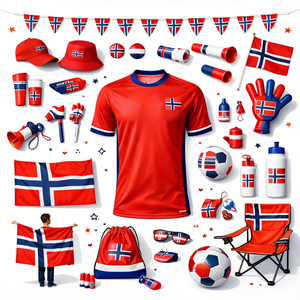 ของขวัญแฟนฟุตบอลตามสั่งเสื้อยืดหมวกผ้าพันคอสายรัดข้อมือธงขวดกระเป๋าเชือกผูกสำหรับงานสนามกีฬา - Product Image 1