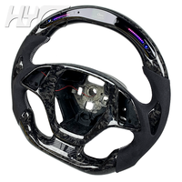 Volant de course personnalisé en cuir et fibre de carbone forgée avec LED pour Chevrolet Camaro Corvette C6 C7 C8