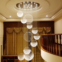 Lustre moderne de luxe en spirale longue avec pampilles, suspension en cristal K9 pour hall d'entrée, villa, escalier, hôtel