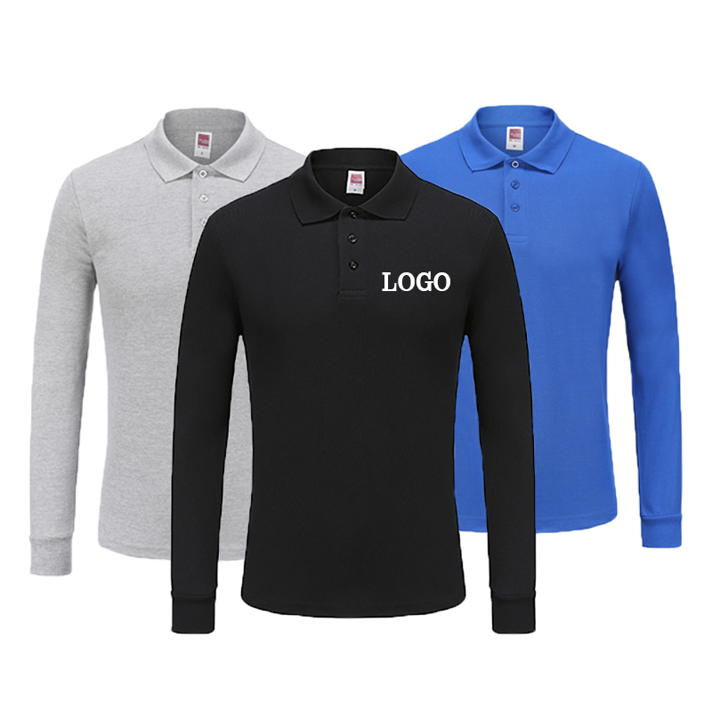 wholesale high quality blank plain mens 100% cotton polo t shirt long sleeve shirt embroidery print logo for unisex