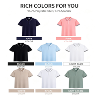 Chemises Formelles Unies de Haute Qualité en Tissu Tricoté 100% Polyester Infroissable à Manches Courtes Grande Taille Personnalisables pour le Golf – Vente en Gros