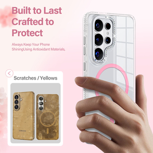 Coque de téléphone portable magnétique transparente en gros avec paillettes pour <span class=keywords><strong>Samsung</strong></span> S26 S25 S24 S23 Ultra, protection antichoc compatible iPhone - Product Image 6