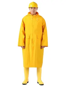 高品质可重复使用防水聚酯聚氯乙烯聚氯乙烯黄色防水循环工业长雨衣