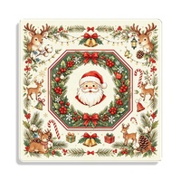 Tapis de Mahjong Rose de Noël avec Motifs Pomme de Pin et Canne à Sucre, Tapis de Jeu de Table, Tapis de Jeu Festif, Cadeau de Fête Élégant