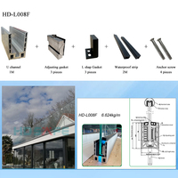 HDSAFE Lumière LED Garde-corps extérieur Verre Balcon Balustrade Main courante Verre Clôture Terrasse Garde-corps Base Garde-corps U Canal Profil