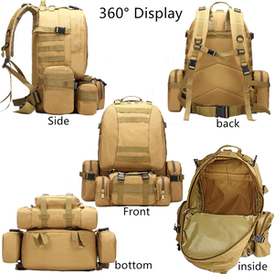 Sac à dos Oxford multifonctionnel Molle 3P Attack 50L/55L avec poignée souple, respirant, réduction de la charge et protection dorsale pour activités de plein air - Product Image 4