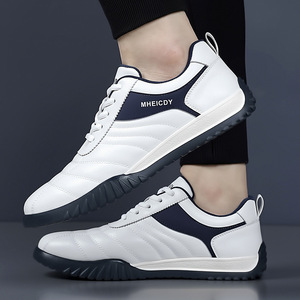 Mheicdy Men Round Toe White Synthetic <b>Leather</b> <b>Sneakers</b> Spring Anti Slip Rubber Outsole EVA Midsole Outdoor Hiking Shoes - Product Image 4