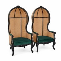 Fauteuil Trône Néoclassique en Bois Massif et Osier, Style Ancien, Fauteuil Trône Cage à Oiseaux pour Mariage et Salon